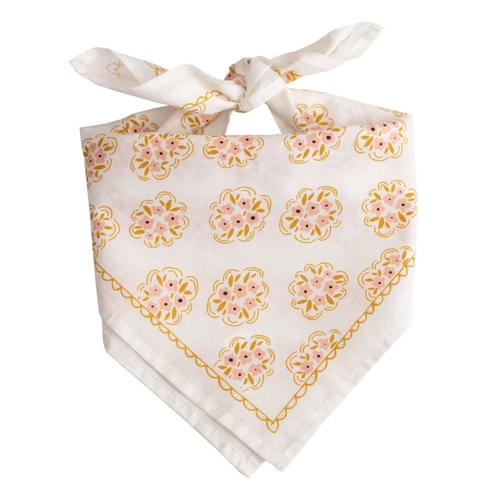 Hemlock Goods Bandana White Pink Floral No. 042 Excellent Cotton Scarf